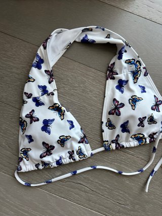 Top bikini farfalle bianco e blu