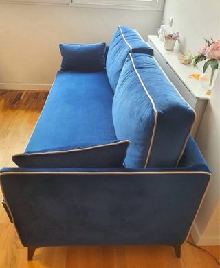 Sofá 3 plazas terciopelo azul marino