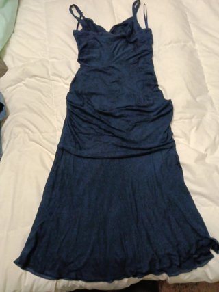 Abito Donna Karan blu drappeggiato