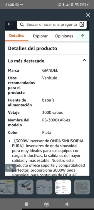 Inversor GIANDEL 3000W Onda Pura
