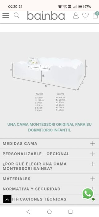 Cama infantil Nube Bainba Montessori 90x190