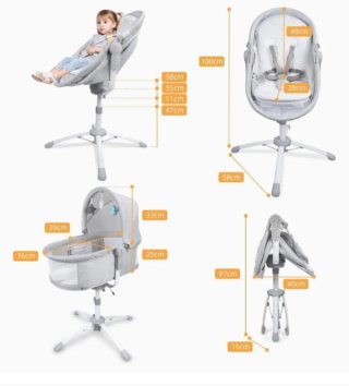 Cuna de bebé 4 en 1 gris