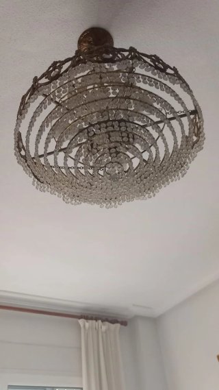 2 Lámparas con colgante de cristal y metal