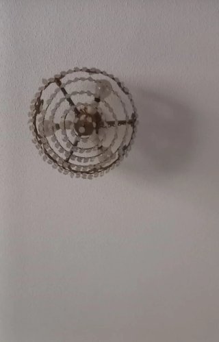2 Lámparas con colgante de cristal y metal
