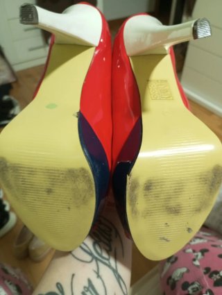 Zapatos Peep Toe Rojos y Azules
