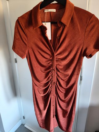Vestido Pull&Bear naranja fruncido  Acepto ofertas