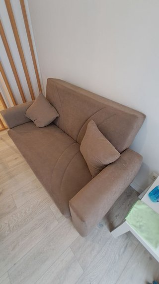 Sofá 2 plazas beige/marrón tela COMO NUEVO