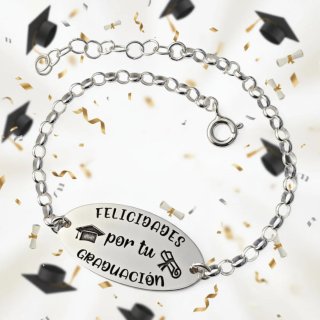 Pulsera Plata Ley Felicidades Graduad@s