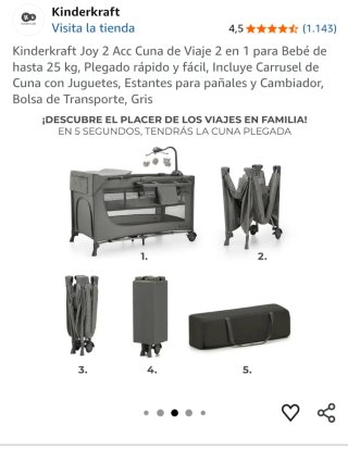 Cuna de viaje Kinderkraft + accesorios