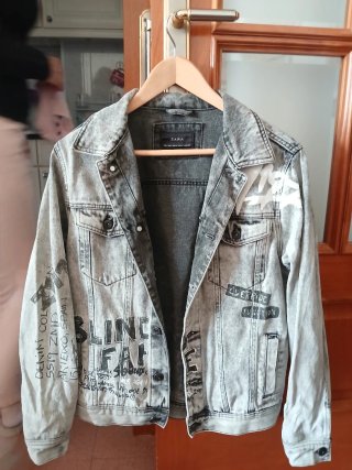 Chaqueta tejana Zara Gris Estilo Urbano Unisex
