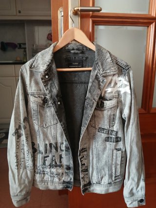 Chaqueta tejana Zara Gris Estilo Urbano Unisex