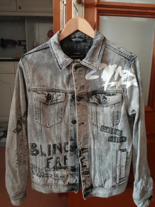 Chaqueta tejana Zara Gris Estilo Urbano Unisex