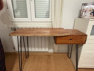 Escritorio Madera con Cajón y Patas Metálicas