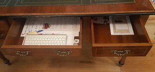 Escritorio vintage madera piel estilo georgiano