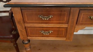 Escritorio vintage madera piel estilo georgiano