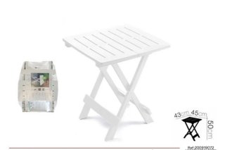Mesa de terraza plegable blanca
