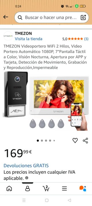 ✅Videoportero Tmezon con pantalla y llaveros✅