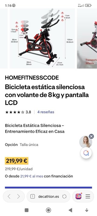 Bicicleta Estática Sport Speed con pantalla