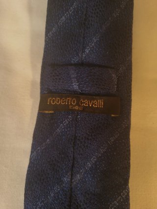 Corbata Roberto Cavalli Unisex Azul y Dorado