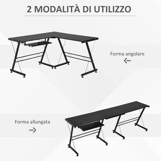 Escritorio Esquinero Moderno Negro Recto Estación De Trabajo Para Computadora Con Compartimento Para Teclado MDF, Metal En Forma De L: 130L X 130P X 73.5A Cm Recto: 210L X 50P X 73.5A Cm Negro