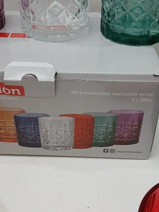 Bicchieri Murano Vetro Multicolore Set 6