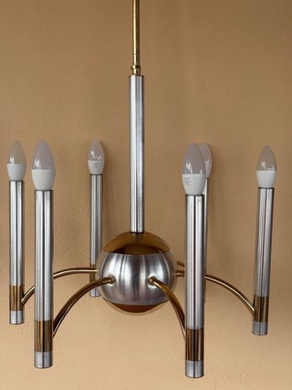 Lampadario Space Age Anni '70 in acciaio