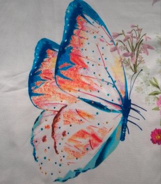Blusa blanca con mariposa y flores