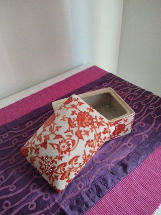 Gran Joyero Cerámica Rojo y Blanco