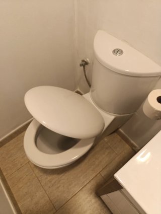 Mueble baño y WC madera y porcelana