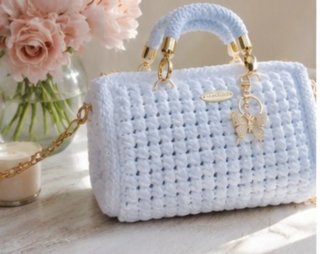 Bolso artesanal crochet blanco elegante -Pieza úni