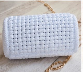 Bolso artesanal crochet blanco elegante -Pieza úni