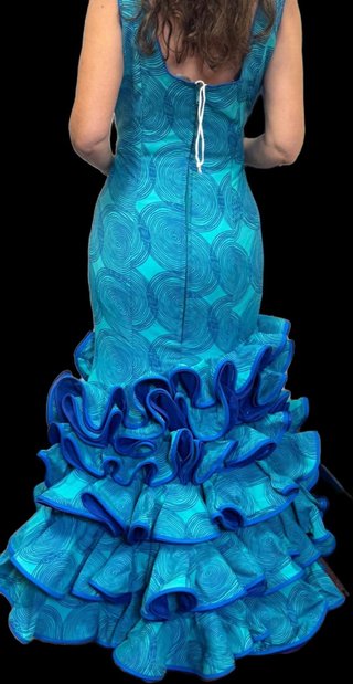 Traje de Flamenca Azul y Turquesa.