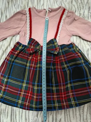 Vestido bebé cuadros rosa