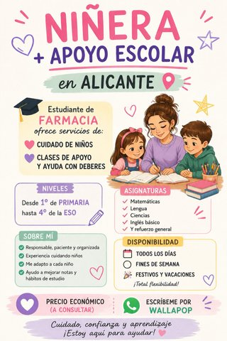 NIÑERA Y APOYO ESCOLAR EN ALICANTE