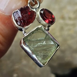 Colgante Plata 925 Rubí y Aguamarina