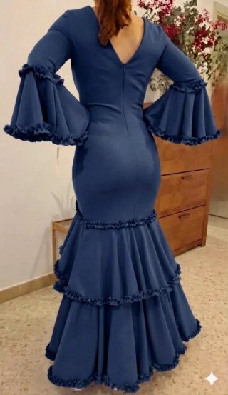 Traje de Flamenca Azul Marino TODAS LAS TALLAS