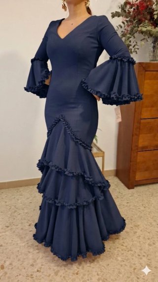 Traje de Flamenca Azul Marino TODAS LAS TALLAS