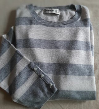 Jersey Stradivarius Rayas Gris Blanco Manga France