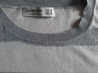 Jersey Stradivarius Rayas Gris Blanco Manga France