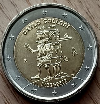 2€ Italia 2026 Carlo Collodi Pinocho FDC