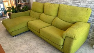 Sofá Chaise Longue Verde Tela