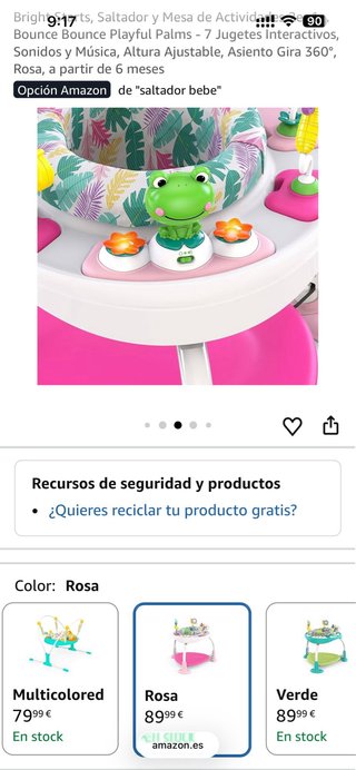 Saltador para bebé con juguetes. Usado muy poco.