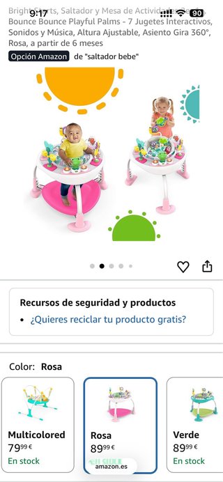 Saltador para bebé con juguetes. Usado muy poco.