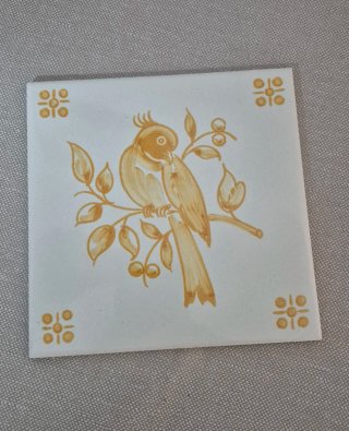 Azulejo Antigo Português Anos 70 Pássaro