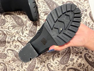 Botines Negros Tacón Encaje Pedrería