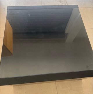 Mesa de centro cristal y madera Ikea