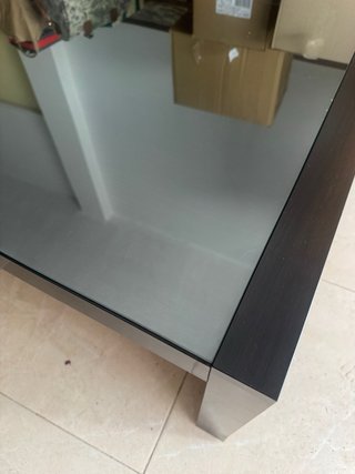 Mesa de centro cristal y madera Ikea