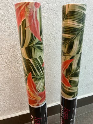 2 Rollos Papel Pintado Flores Tropicales