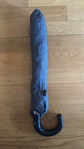 Paraguas M&P rayas azul y gris plegable
