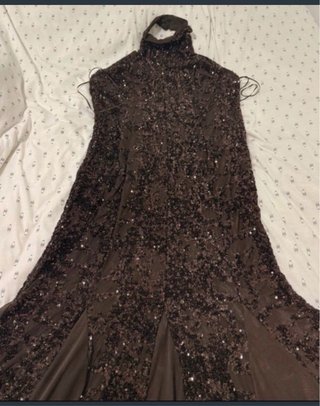 Vestido largo lentejuelas marrón